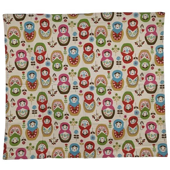 NEW BABY BLANKET Handmade Cotton Flannel 35x38 Russian Nesting Matryoshka Fabric - Picture 2 of 6